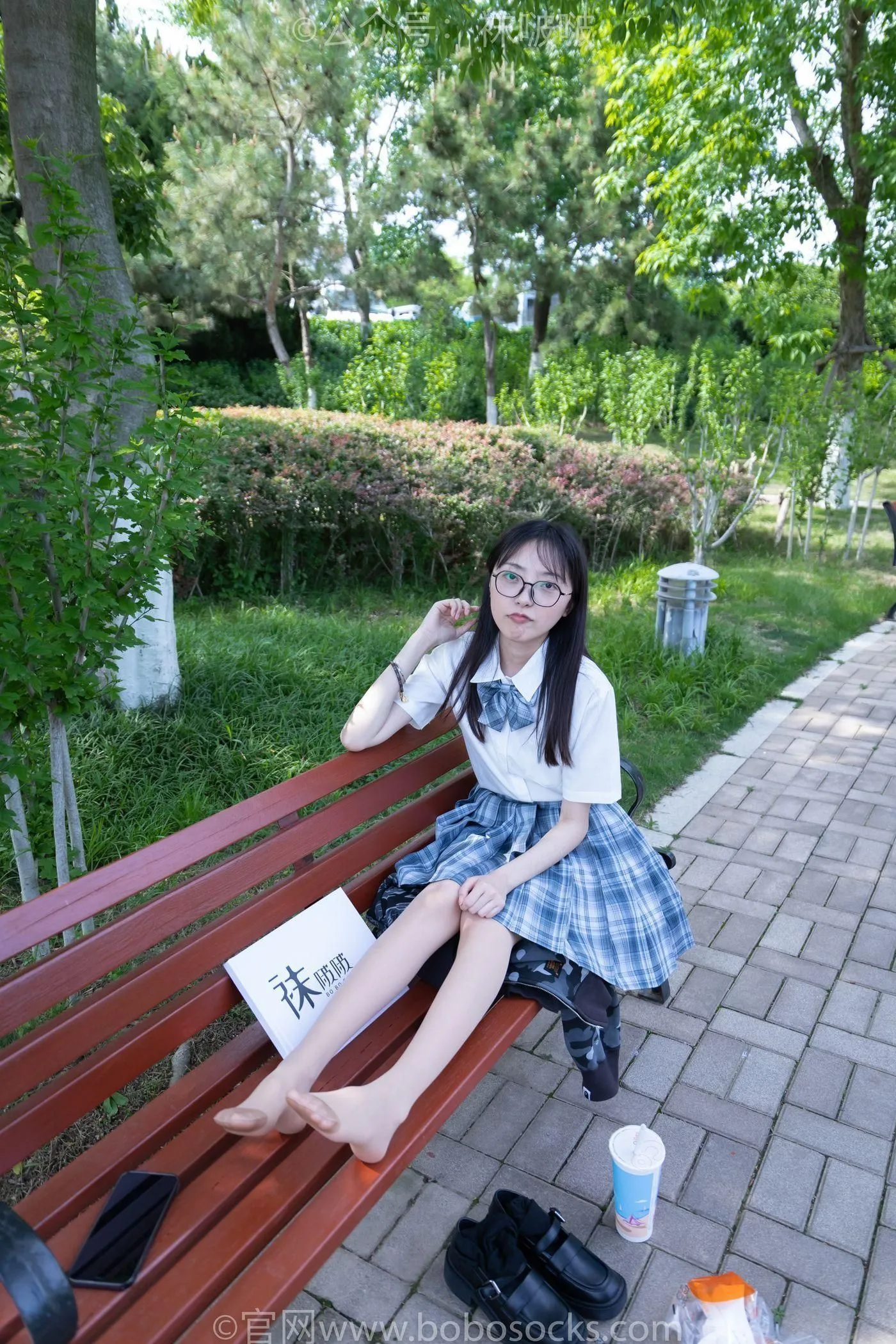 [BoBoSocks袜啵啵]NO.007 稚予-JK制服、皮鞋、黑色中筒棉袜、肉丝 [143P]插图9